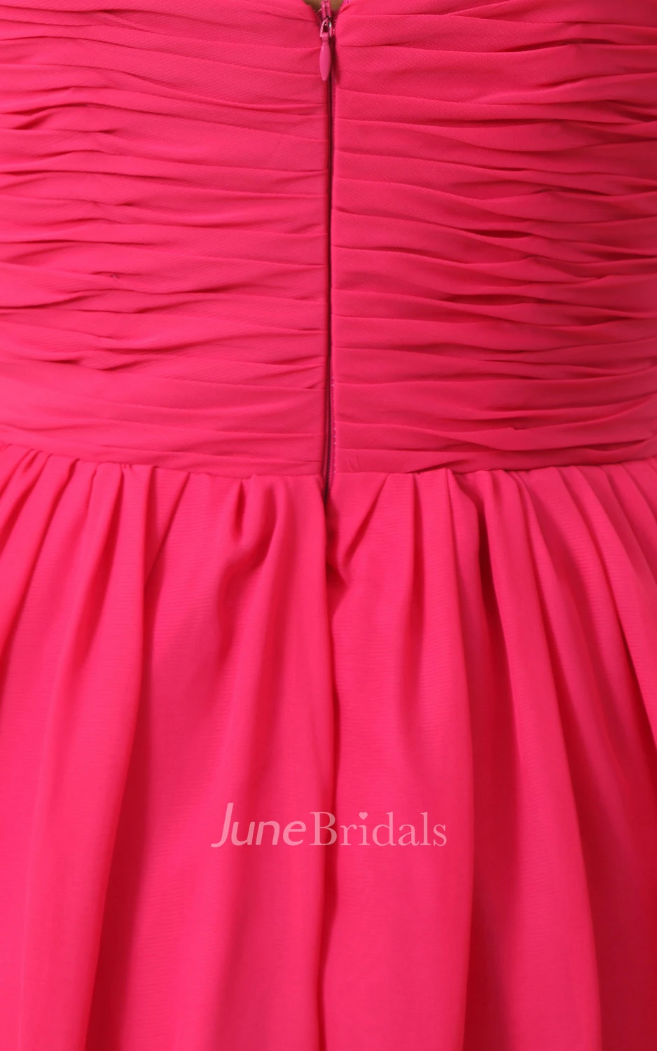 Shining V-Neck Deep Chiffon Pleated Dress With Beaded Strap