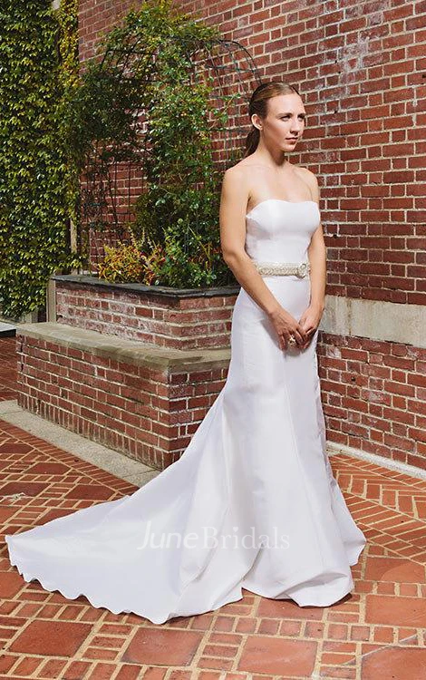 Simple Strapless Mermaid Satin Wedding Dress Elegant