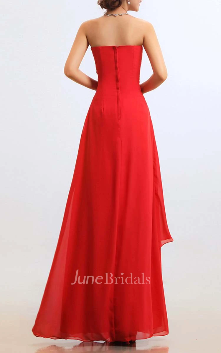 Strapless Empire Chiffon Floor-length Dress With Side Draping