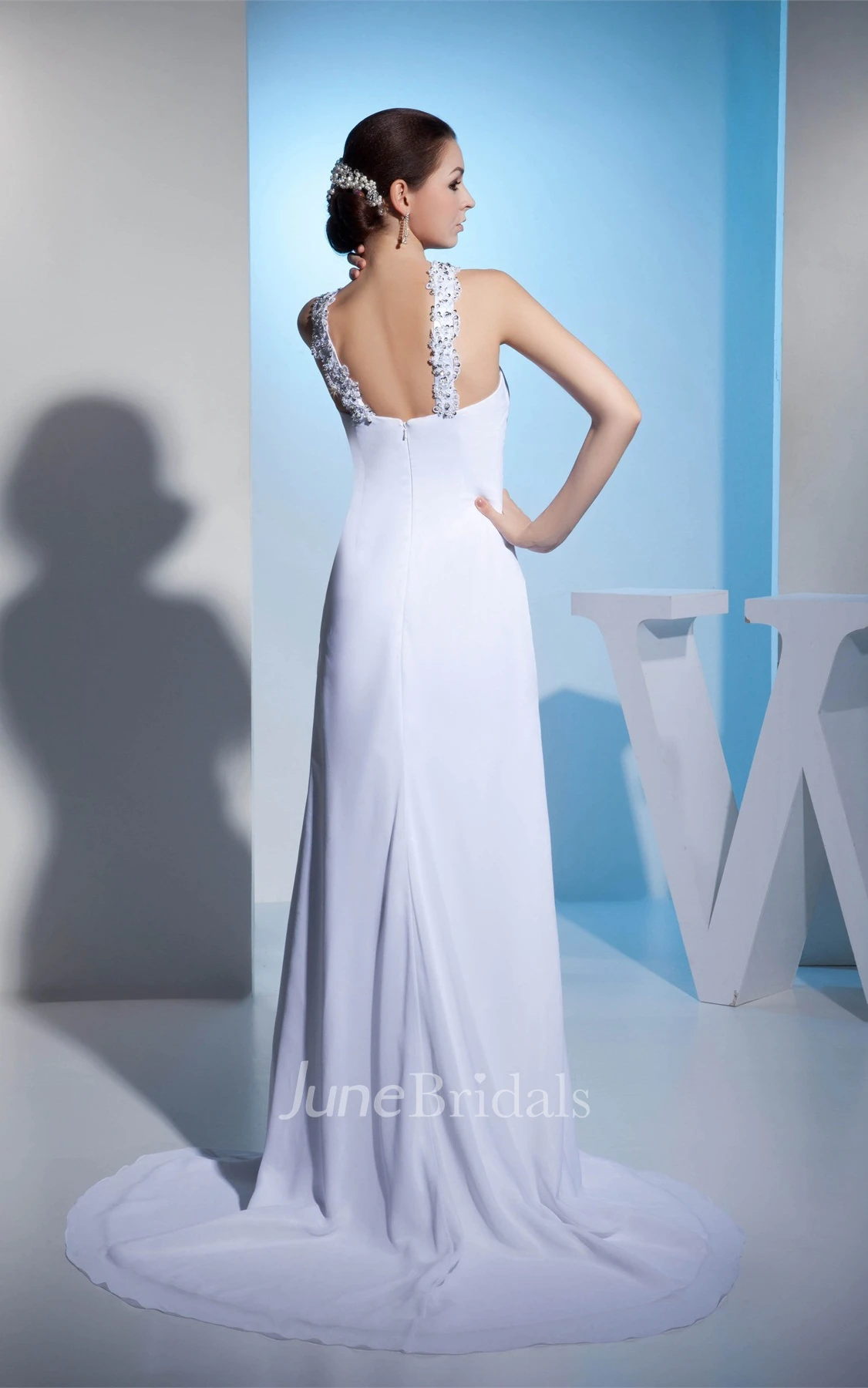 Sleeveless Ruched Sheath Dress with Beaded Neckline