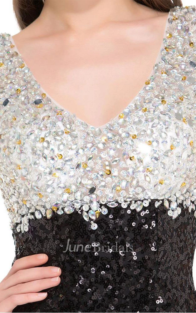 Sleeveless Scoop Neck Long Sequins Dress