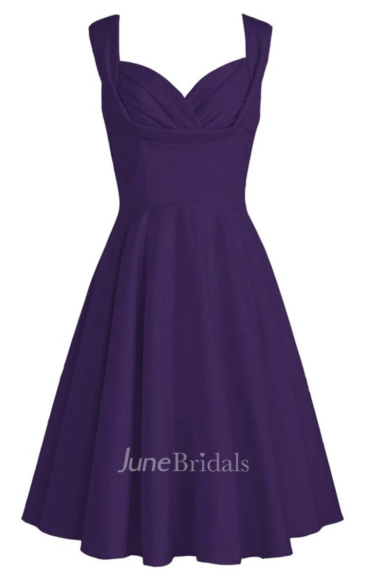 Queen Anne A-line Dress With Pleat
