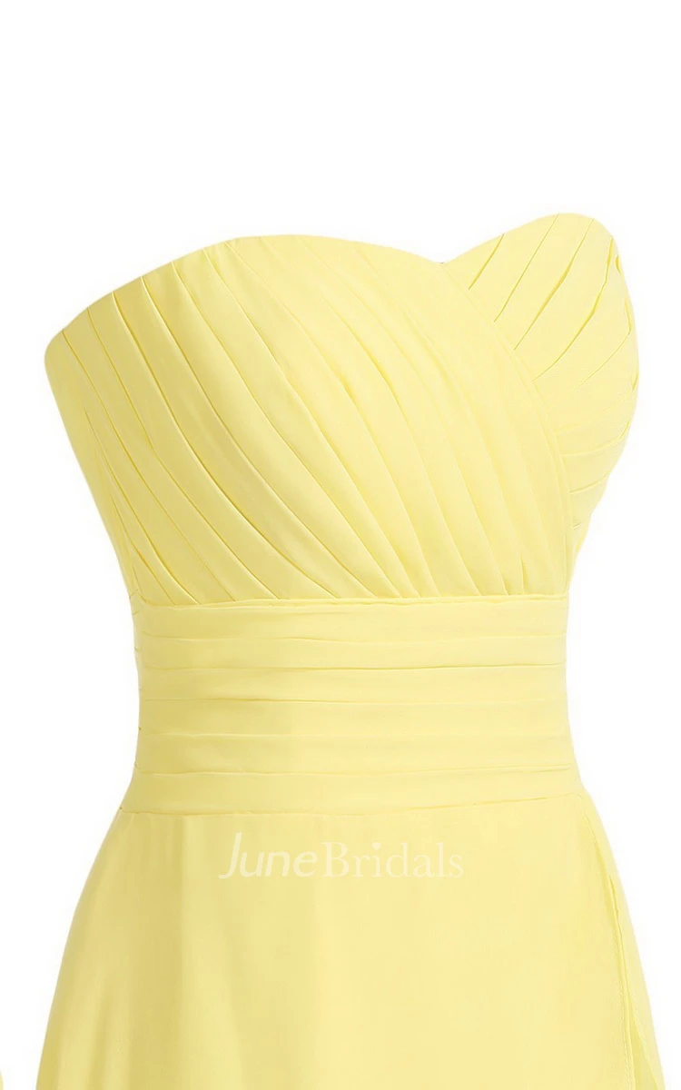 Strapless Layered Chiffon Dress With Zipper Back