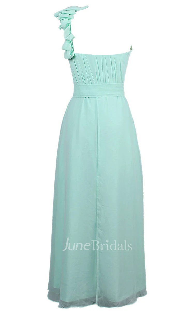 One-shoulder Chiffon A-line Gown With Bow