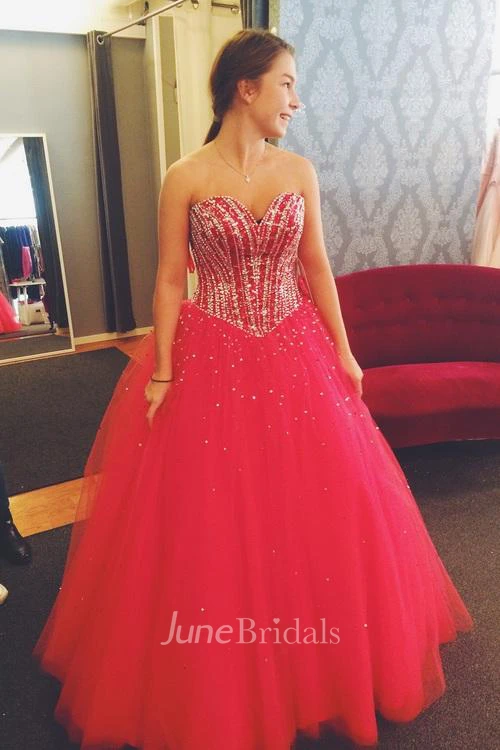 Newest Sequins Tulle Princess Wedding Dress Sweetheart Sleeveless