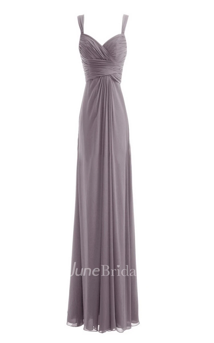 Sleeveless Empire Chiffon Dress With Criss-cross Ruching