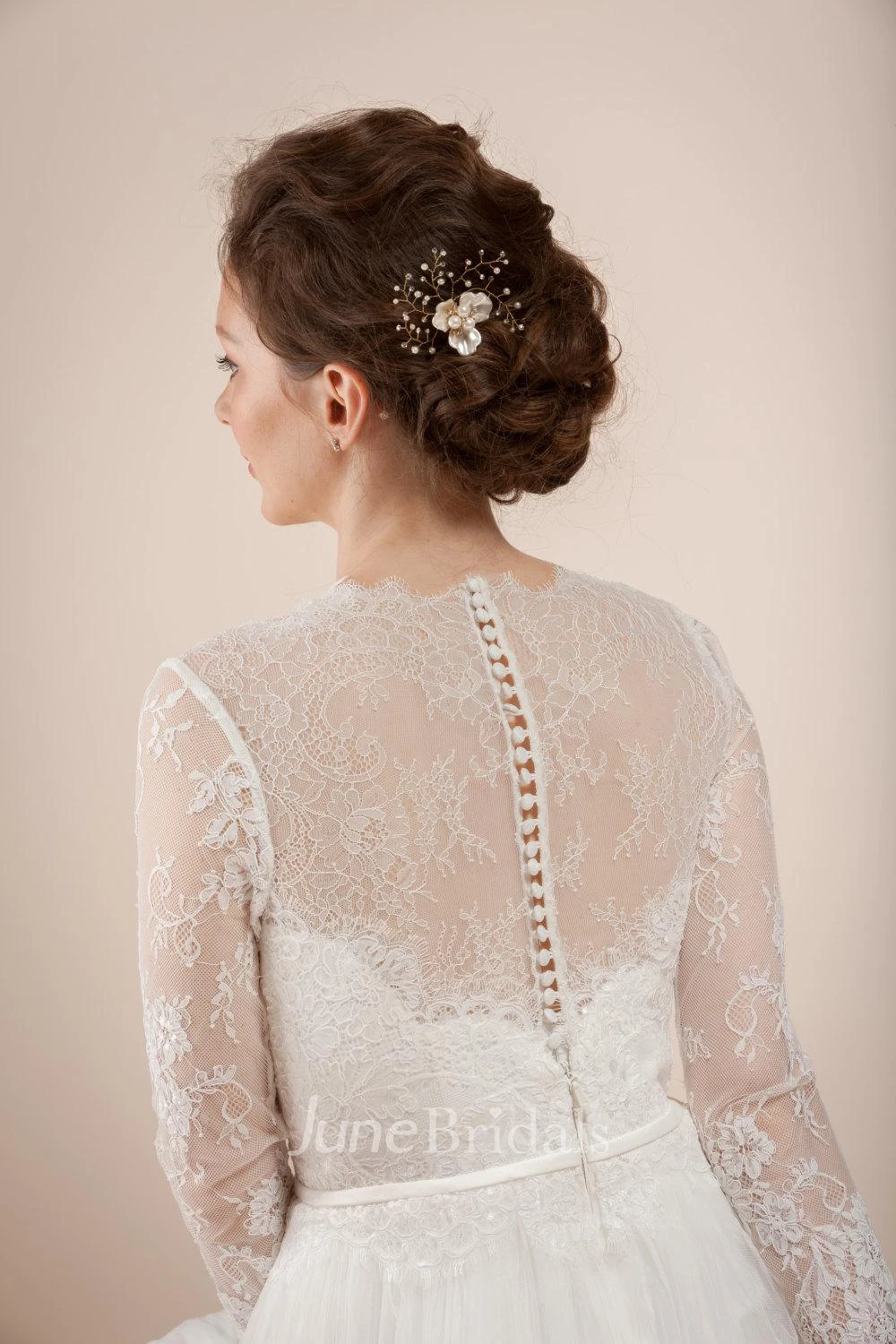 Glamorous Illusion Long Sleeve High Neck Pleated Long Tulle Dress With Sheer Back