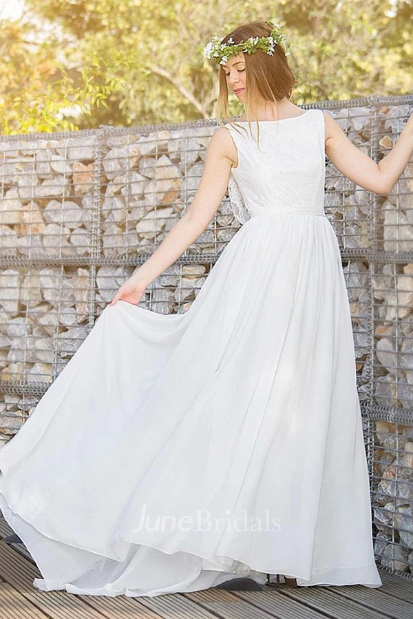 Chiffon Tulle Appliques Lace Wedding Dress