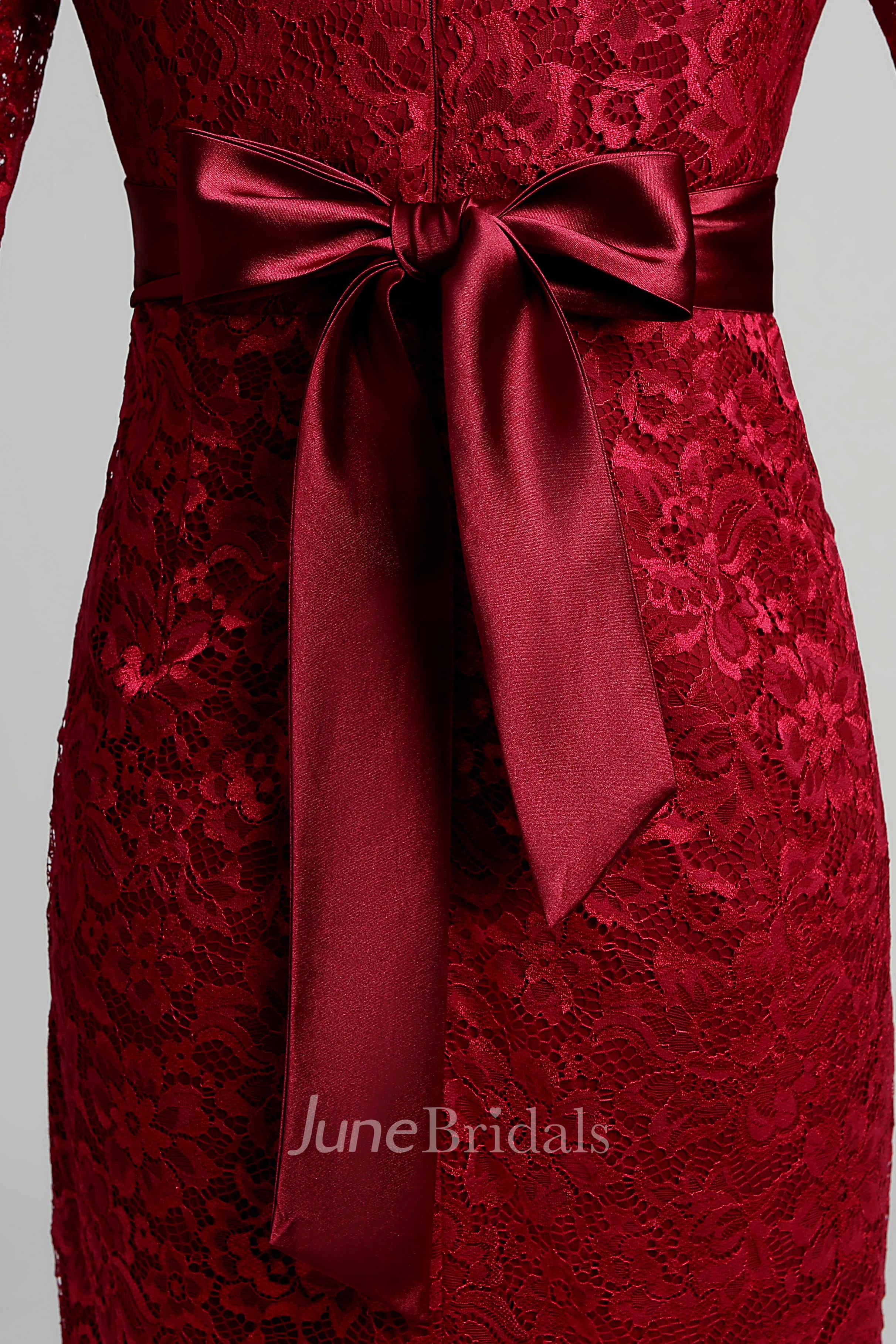 Illusion Half Sleeve Jewel Neck Knee-length Lace Maternity Dress