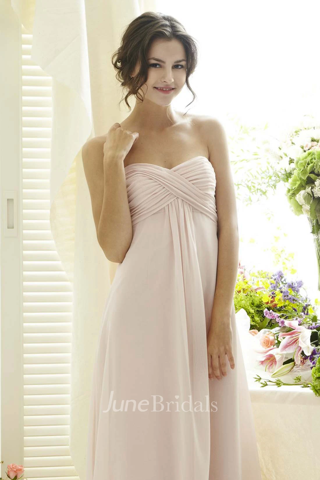 Sheath Criss-Cross Sweetheart Empire Sleeveless Chiffon Bridesmaid Dress