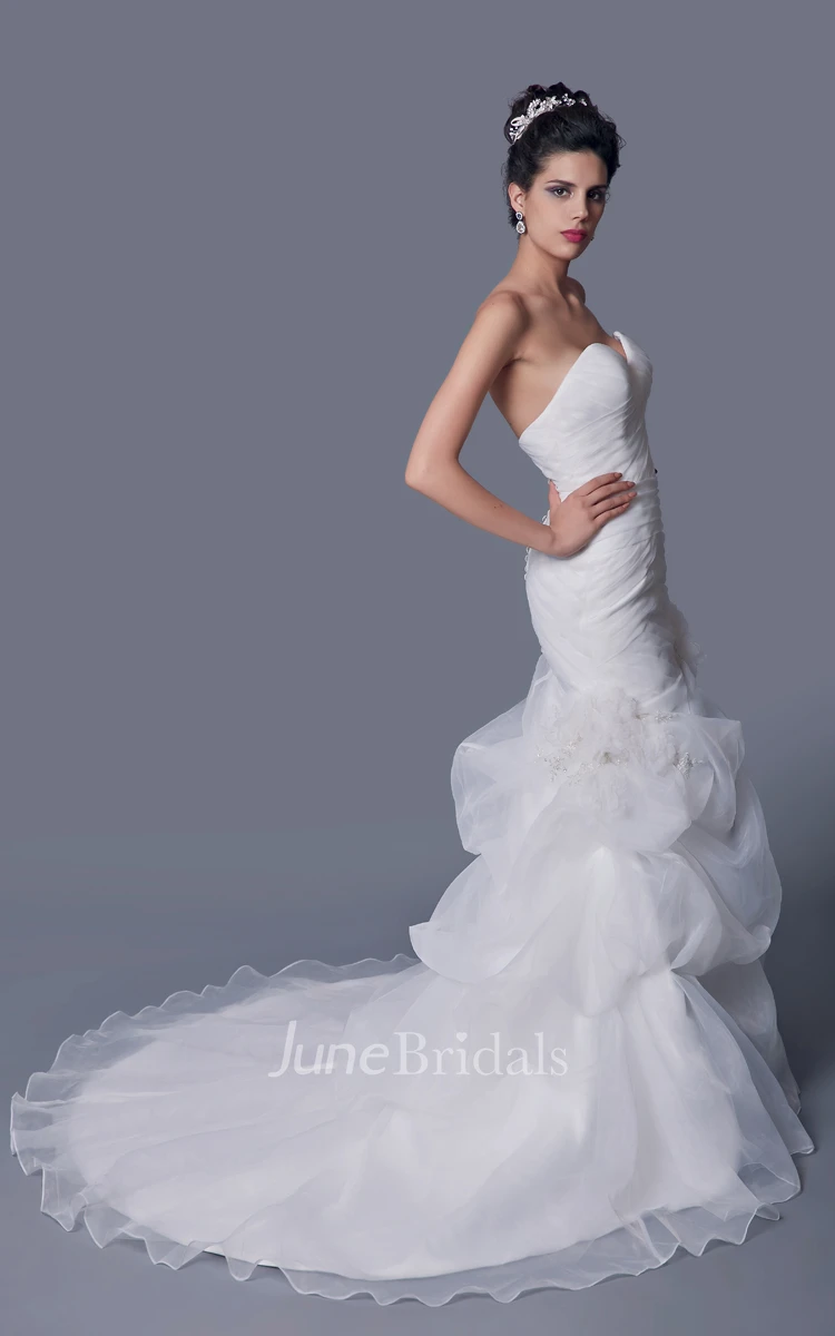 Amazing A-line Organza Wedding Dress With Beaded Jacket