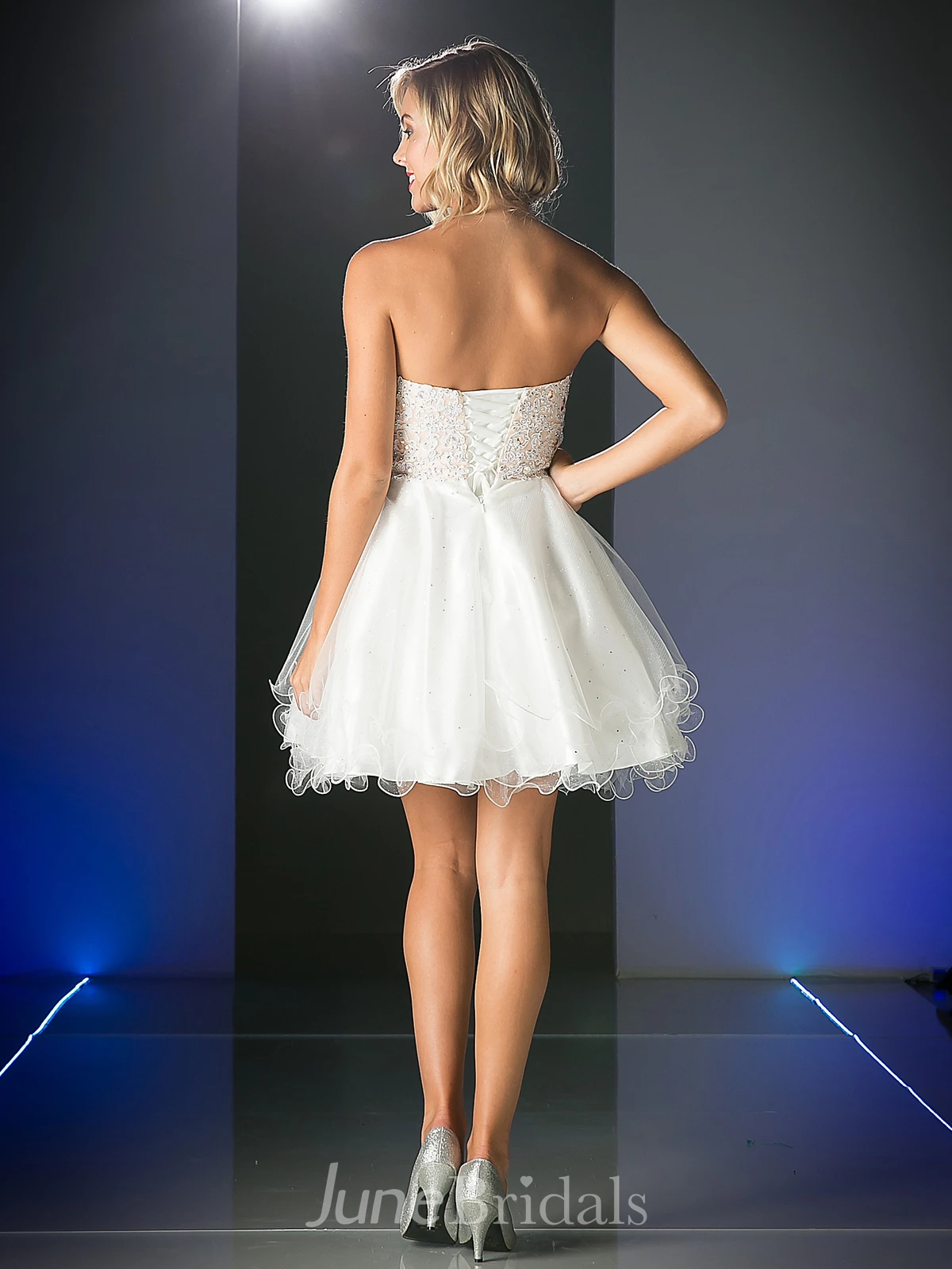 Muti-Color A-Line Short Sweetheart Sleeveless Backless Dress With Beading And Ruffles