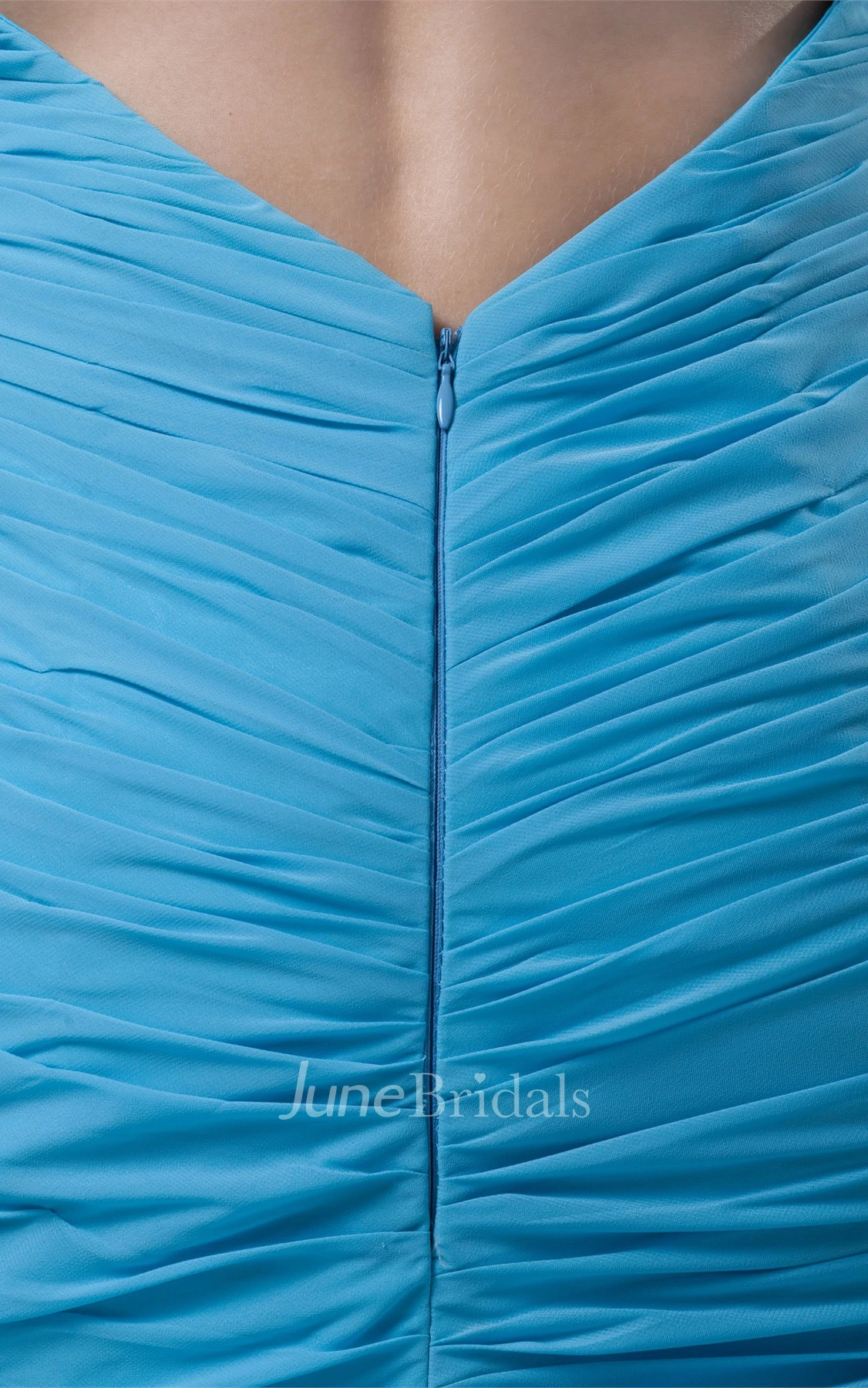 One-Shoulder Column Beaded Dress with Ruched Bodice