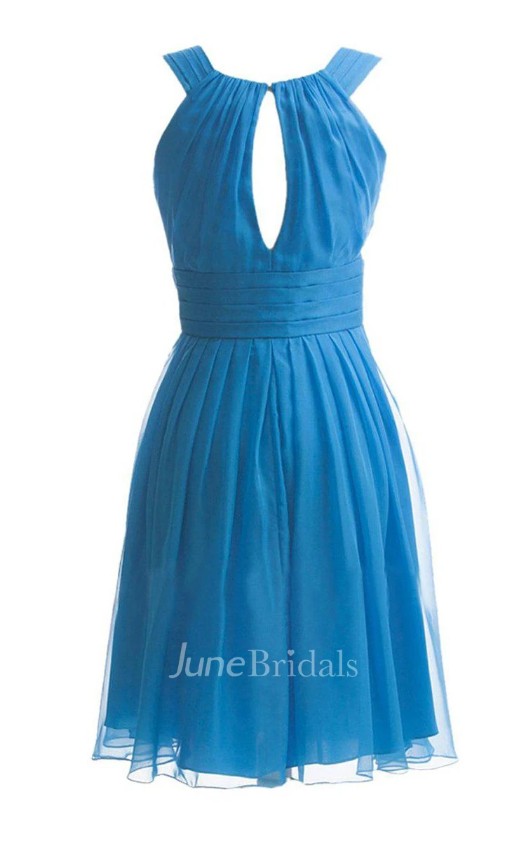 Simple Scoop A-line Chiffon Short Dress With Straps