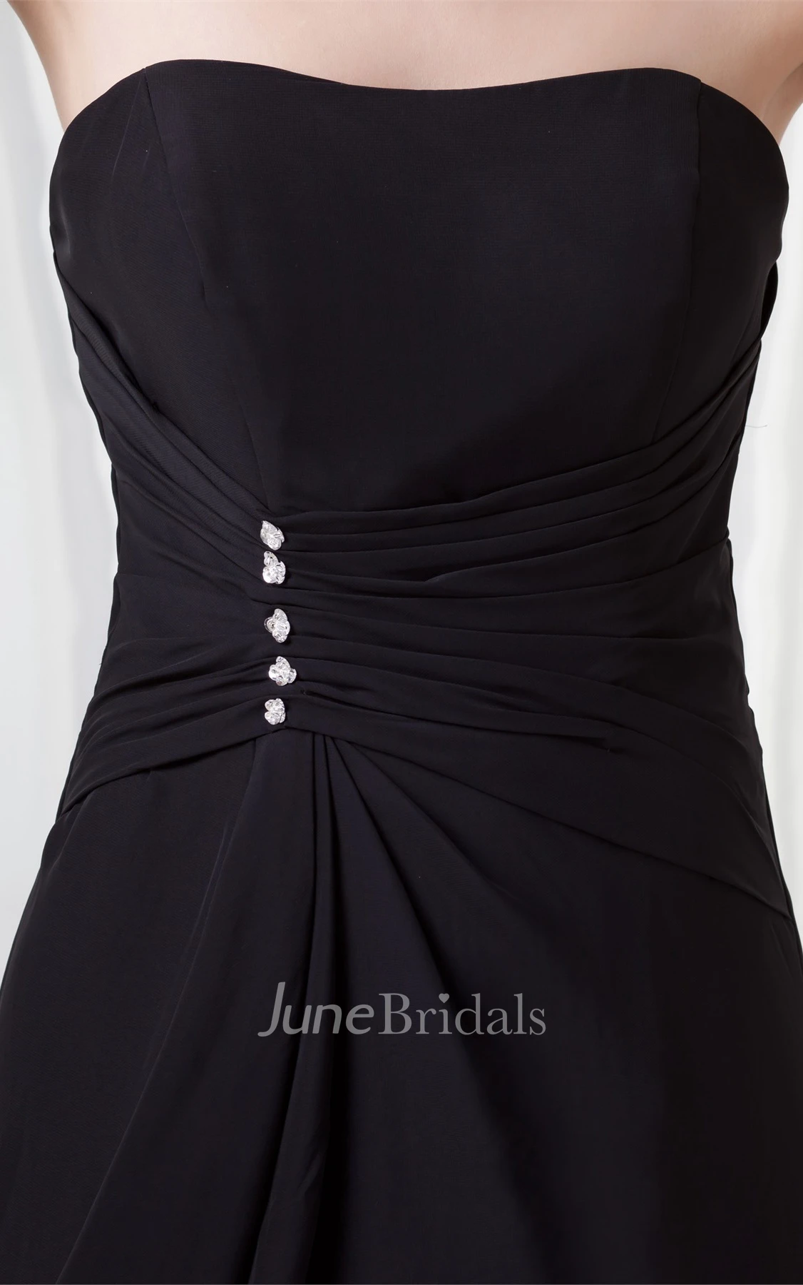 Strapless Chiffon Floor-Length Gown with Draping and Sweep Train