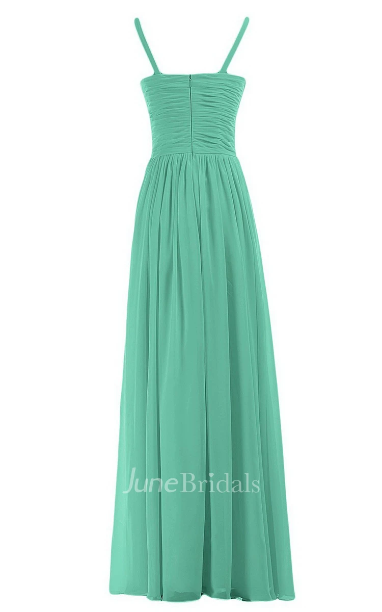 Sleeveless V-neck Chiffon Dress With Crisscross Ruching
