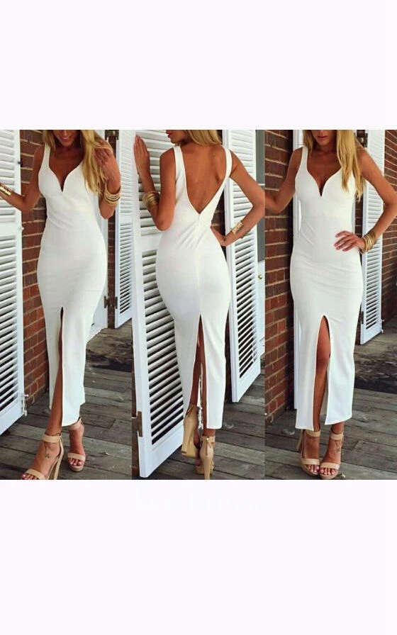 V-neck Sleeveless Tea-length Chiffon Sheath Dress