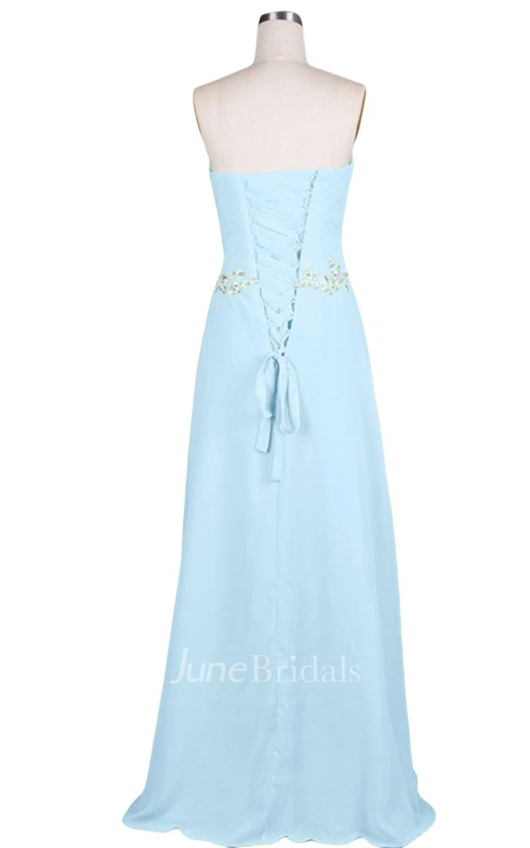 Sweetheart Pleated Beaded A-line Gown With Lace-up Back