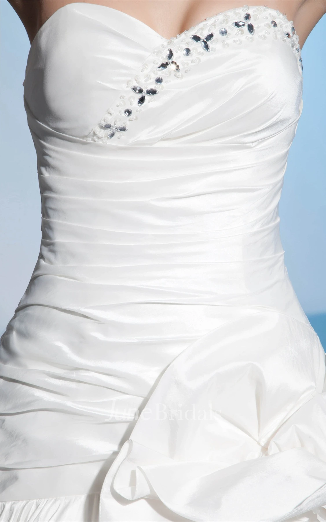 Sweetheart Criss-Cross A-Line Gown with Beading and Floral Waist