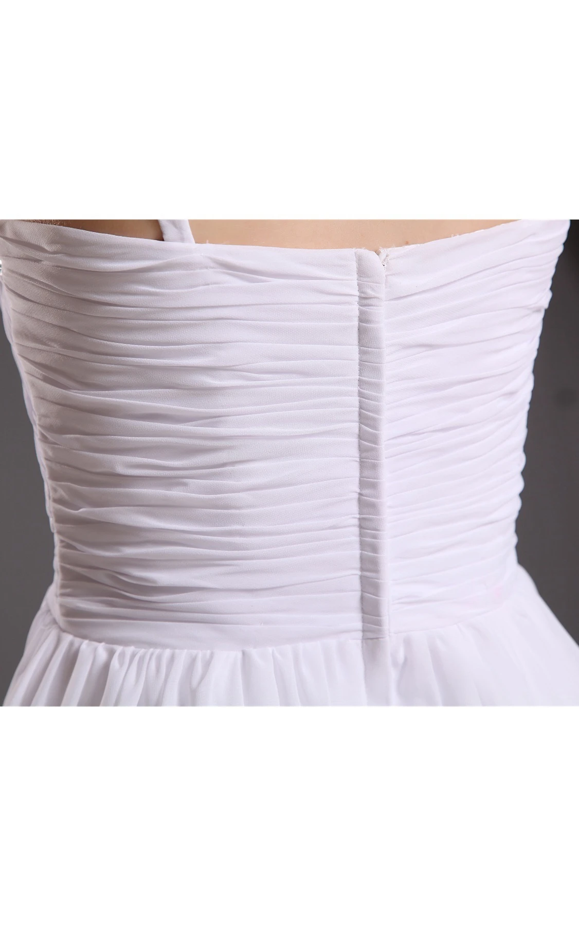 Chiffon Ruched Floor-Length Dress with Spaghetti-Straps and Side Draping