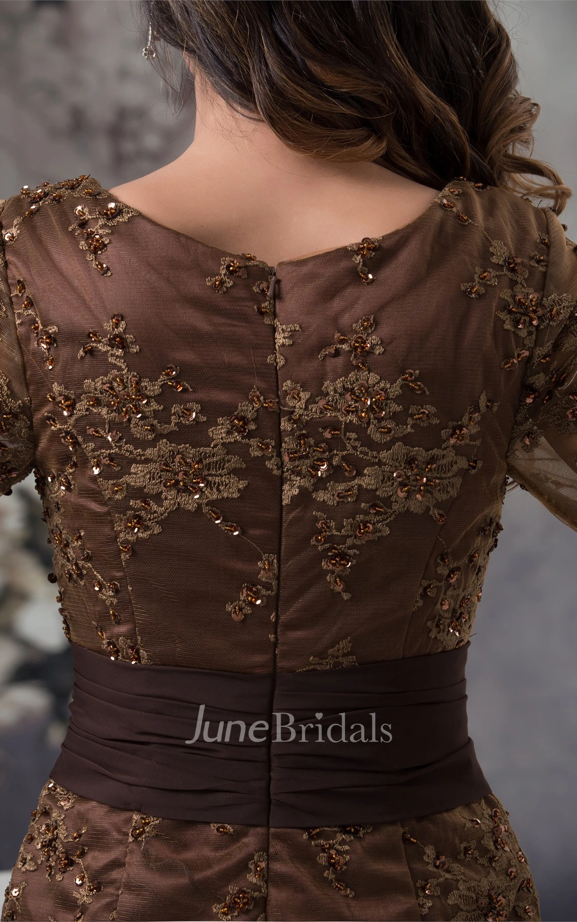 Classic Square-Neck Long-Sleeve Ankle-Length Dress with Tiers and Appliques