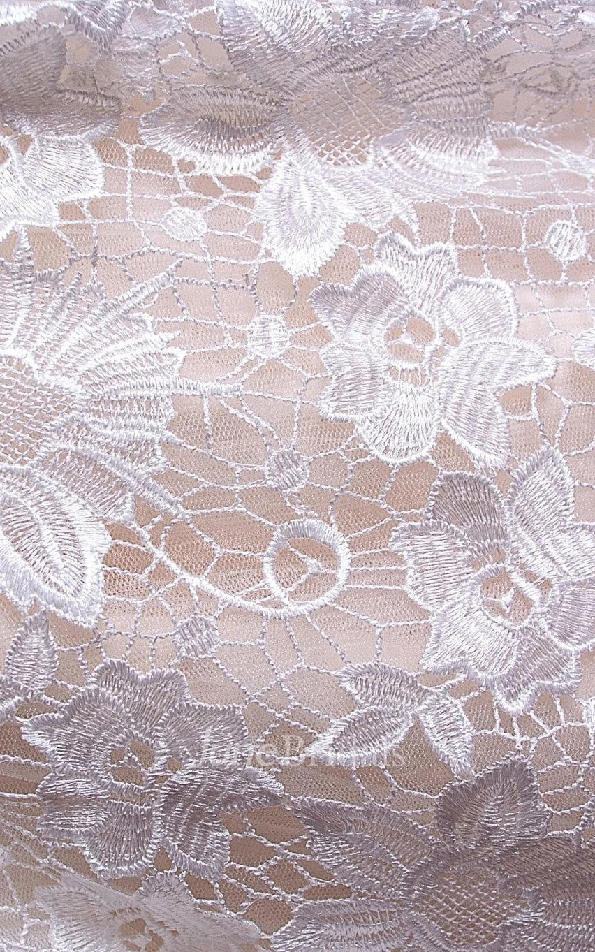 Tea-Length Off-The-Shoulder Tulle Lace Satin Weddig Dress