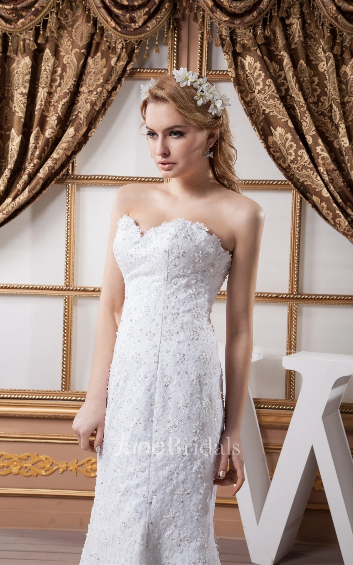 Sweetheart Mermaid Sheath Dress with Lace and Beading