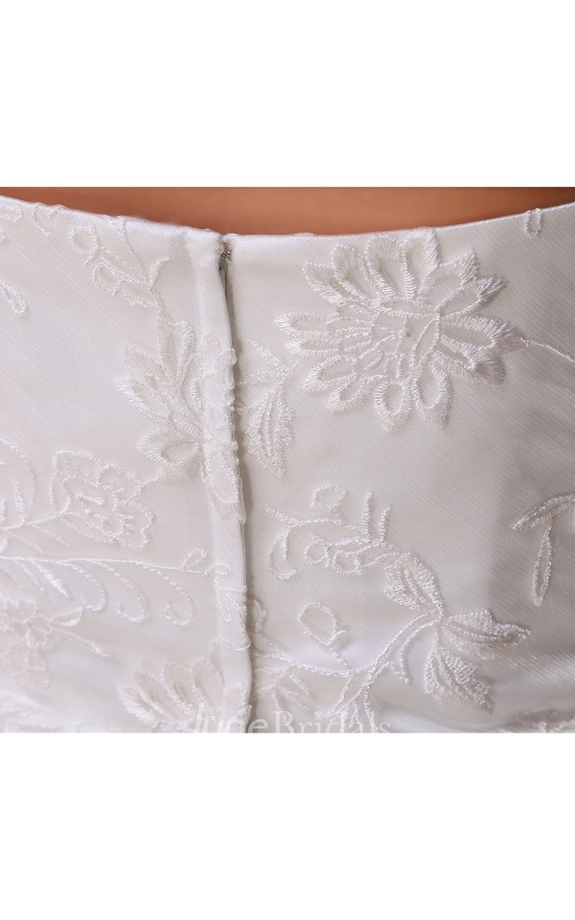 Strapless Lace Sheath Dress with Ruching and Flower