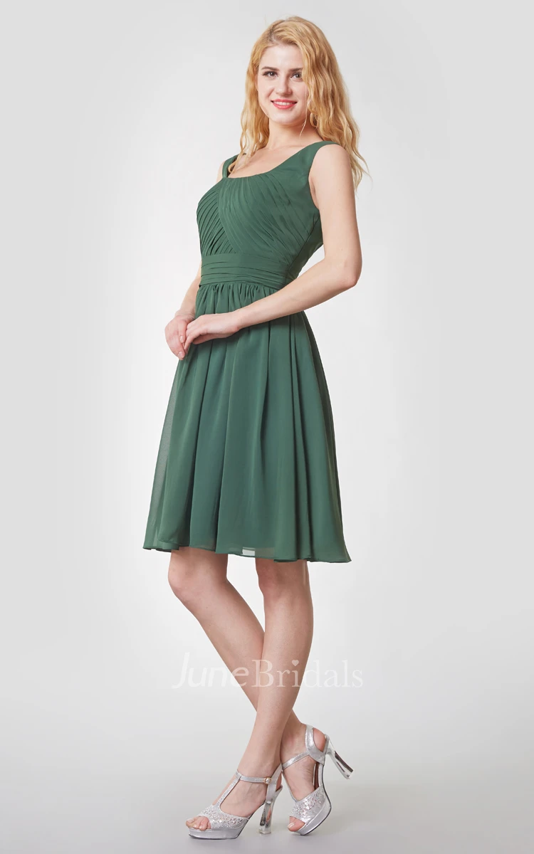 Vintage Sleeveless Short Chiffon Dress With Ruching