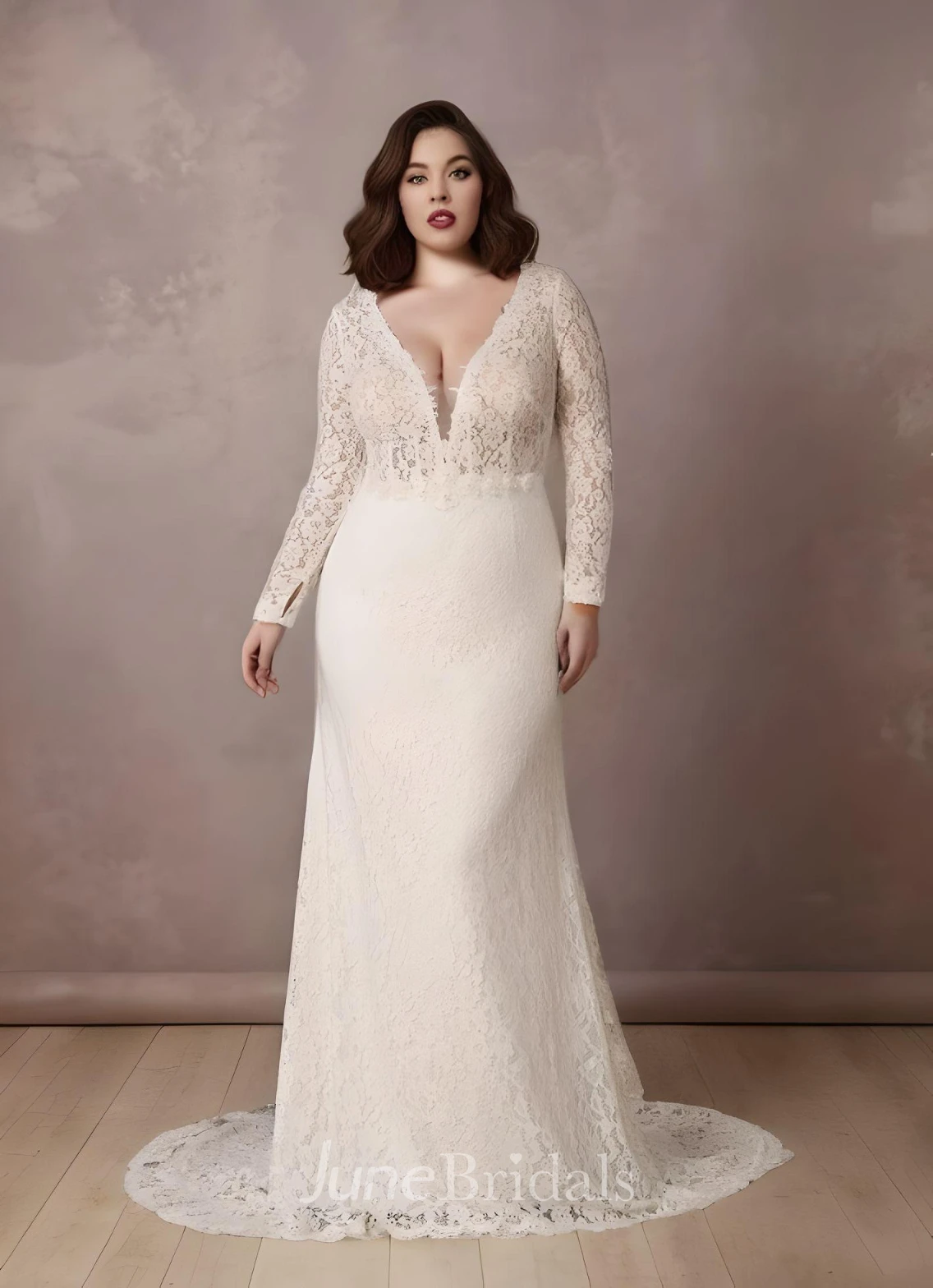 Lace Long Sleeve Plus Size Mermaid Wedding Dress 2024 Sexy