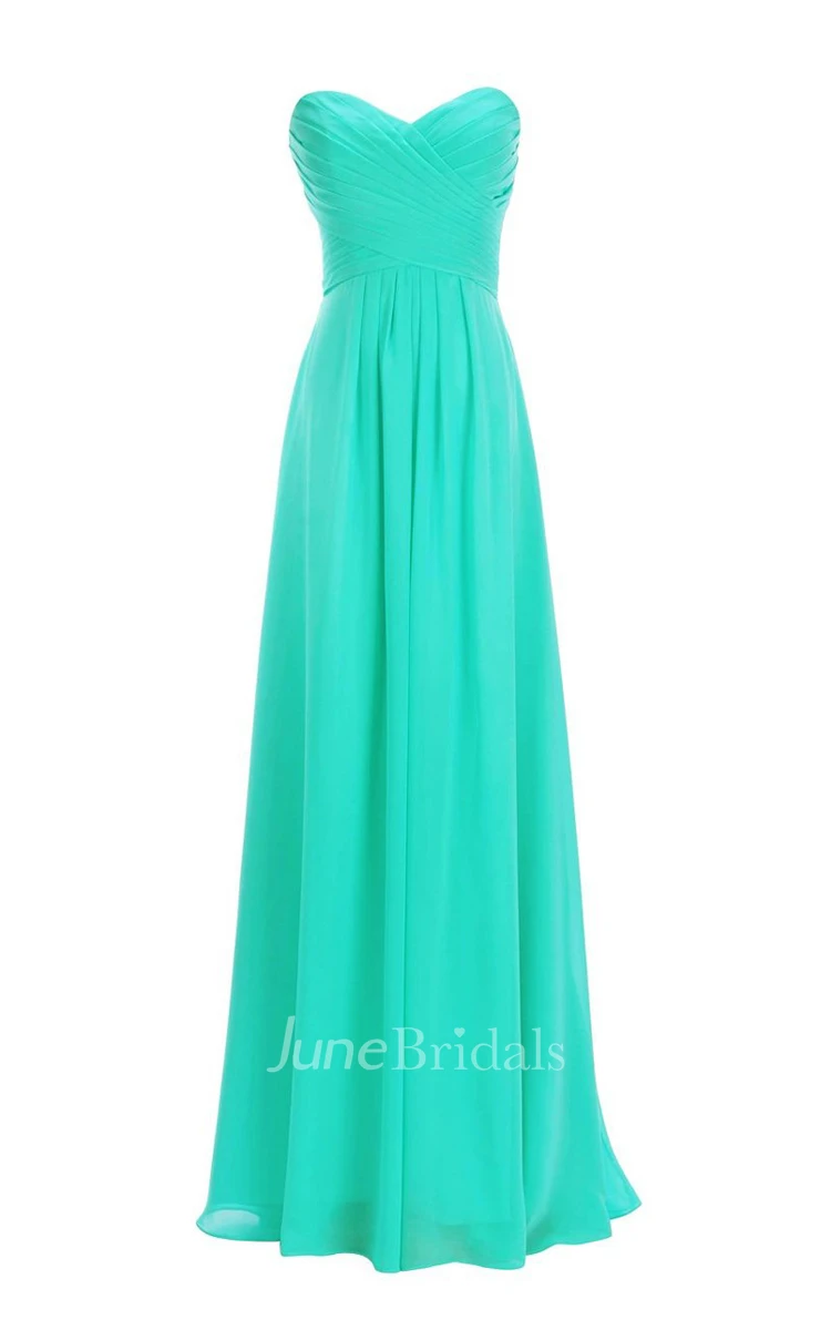 Sweetheart Criss-cross Chiffon A-line Dress With Lace-up Back