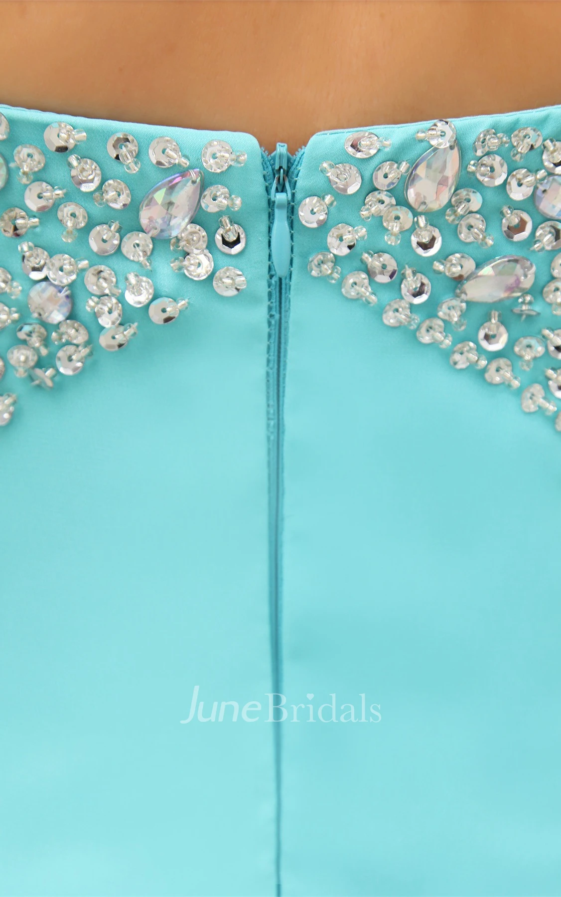 Sleeveless A-Line Spaghetti-Straps Asymmetrical Dress with Beadings