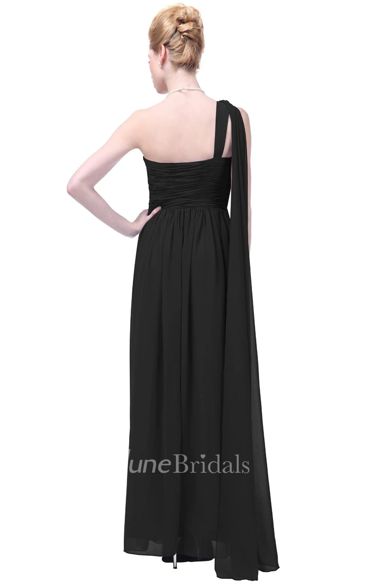One-shoulder Basque Waist Ruffle Chiffon Dress
