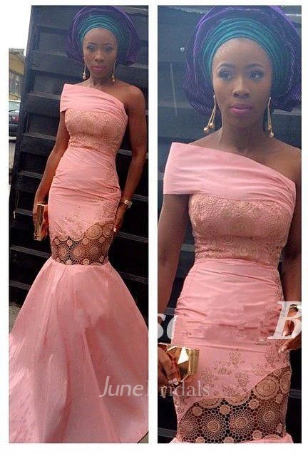 Glamorous Pink Mermaid Evening Dress Lace on Sale