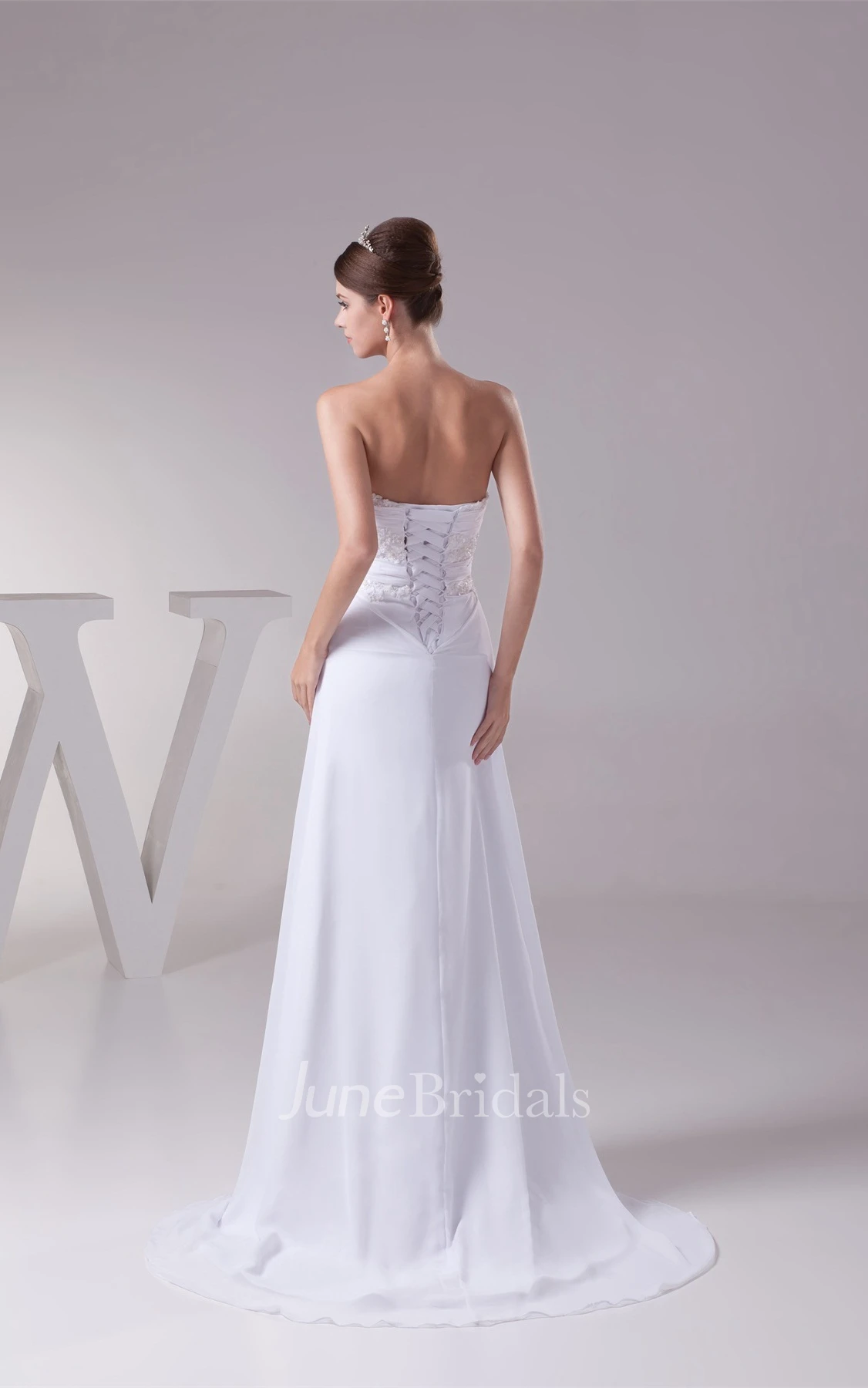 Strapless Empire Pleated Dress with Jewel and Draping