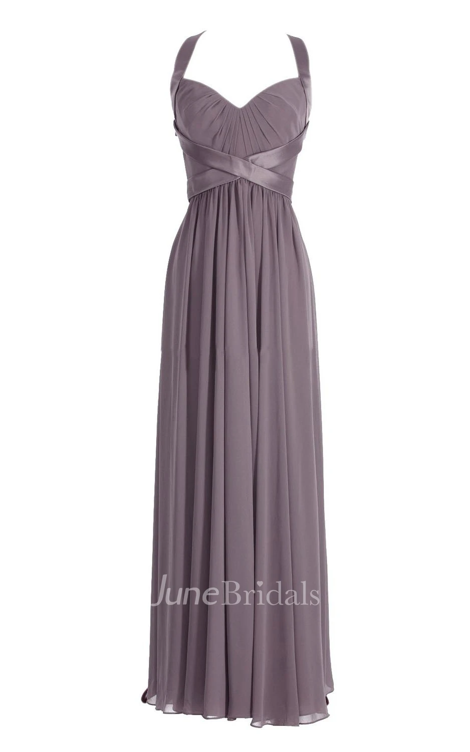 Sleeveless Ruched Bodice Long Pleated Chiffon Dress