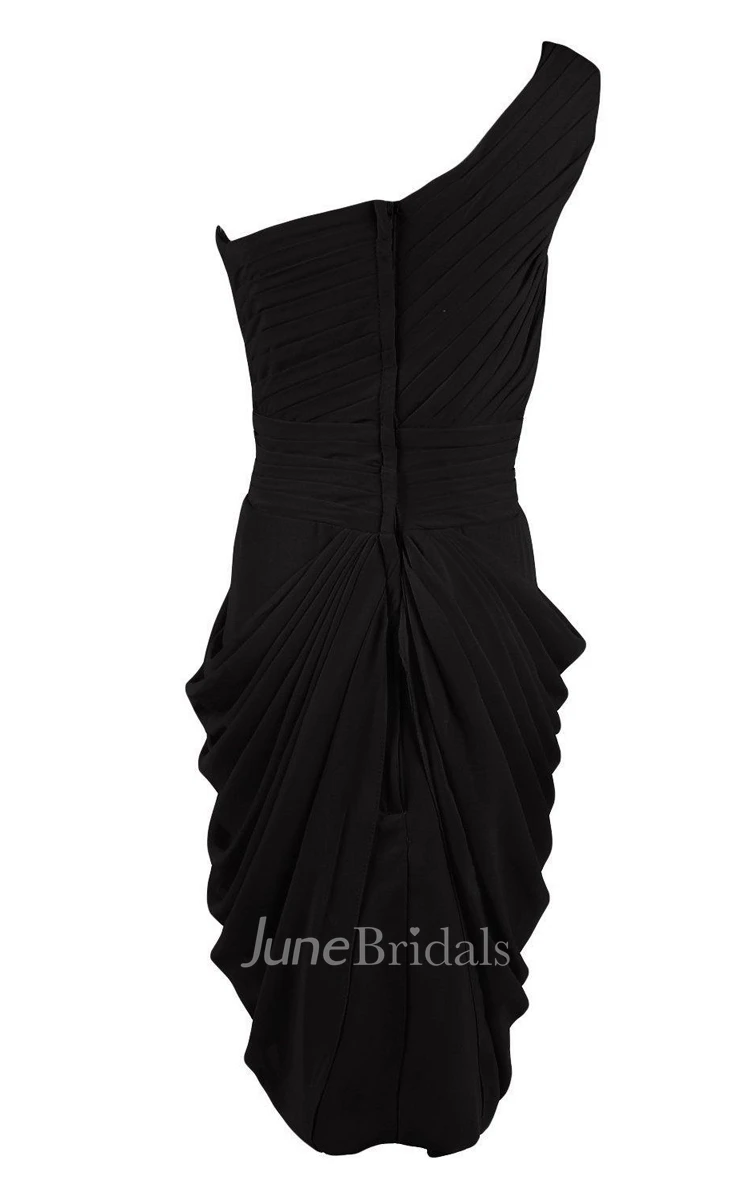 Sexy One-shoulder Chiffon Dress With Ruching