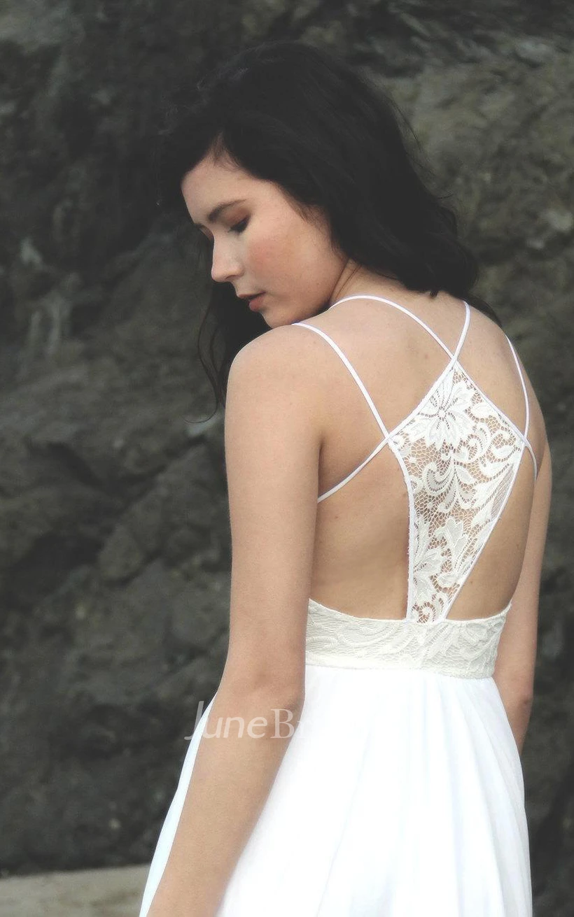 Bell Sleeve Chiffon Lace Weddig Dress