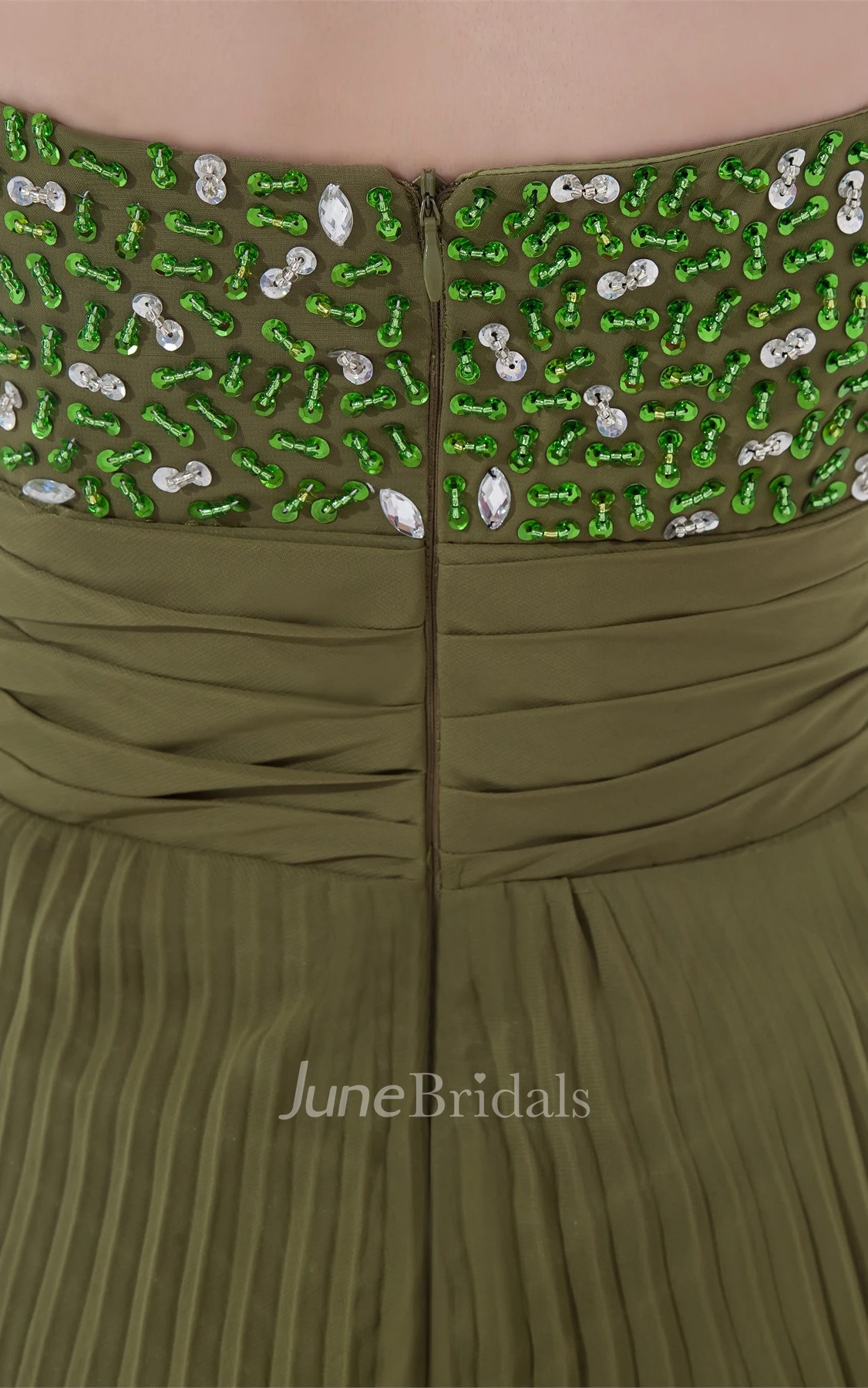 Sweetheart Pleated Maxi Dress with Gemmed Top