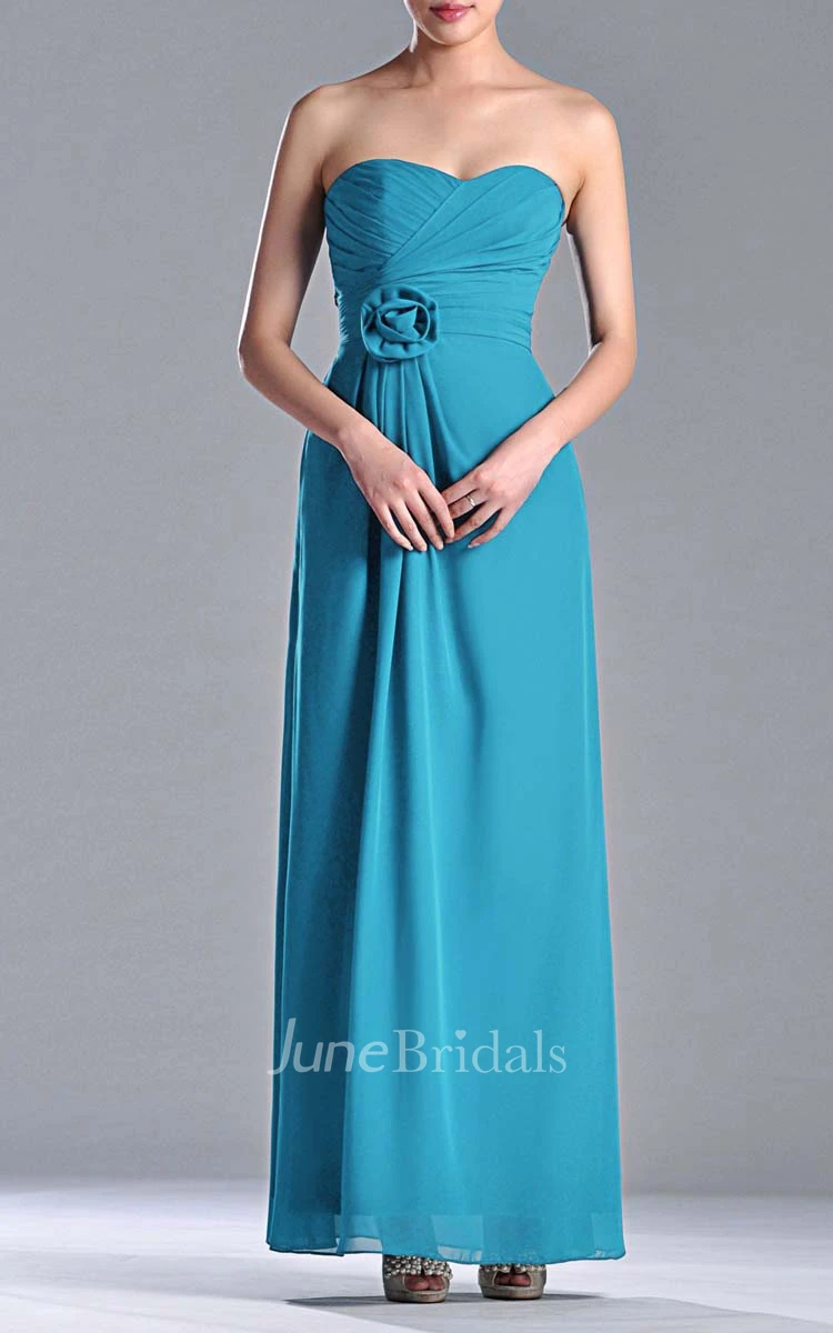 Sweetheart Empire Chiffon Floor-length Dress With 3D Flower
