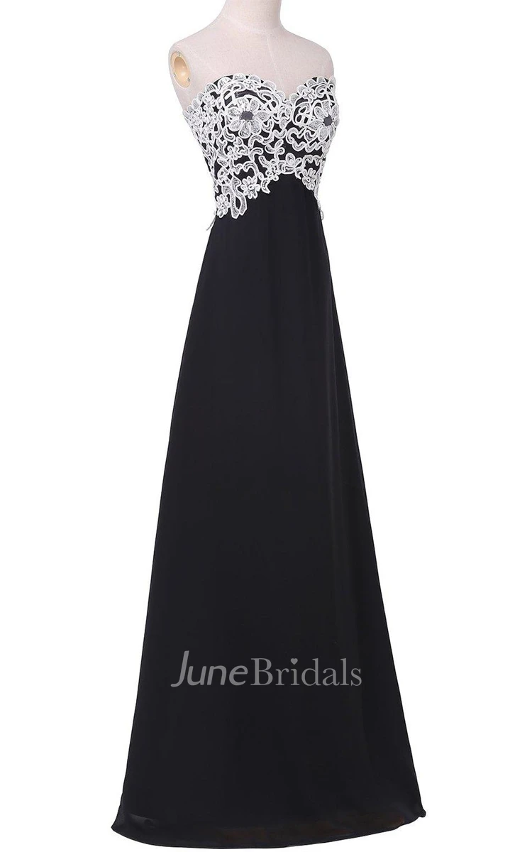 A-line Empire Long Chiffon Dress With Lace