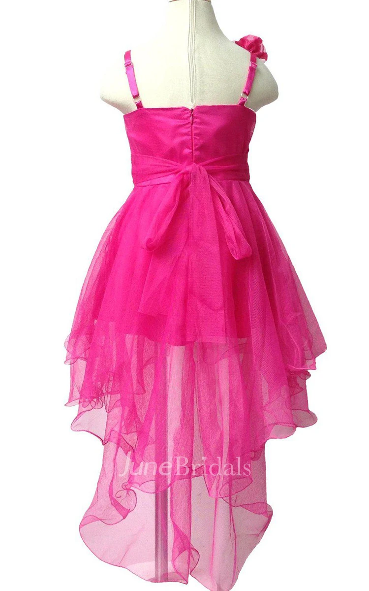 Sleeveless High-low A-line Dress With Flowers