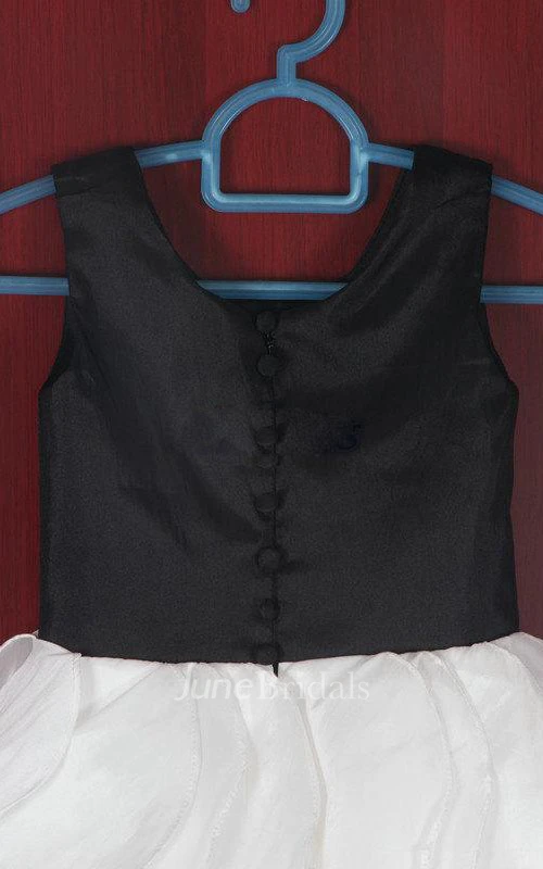 Simple Taffeta Flower Girls In Black And White New Cute Gown