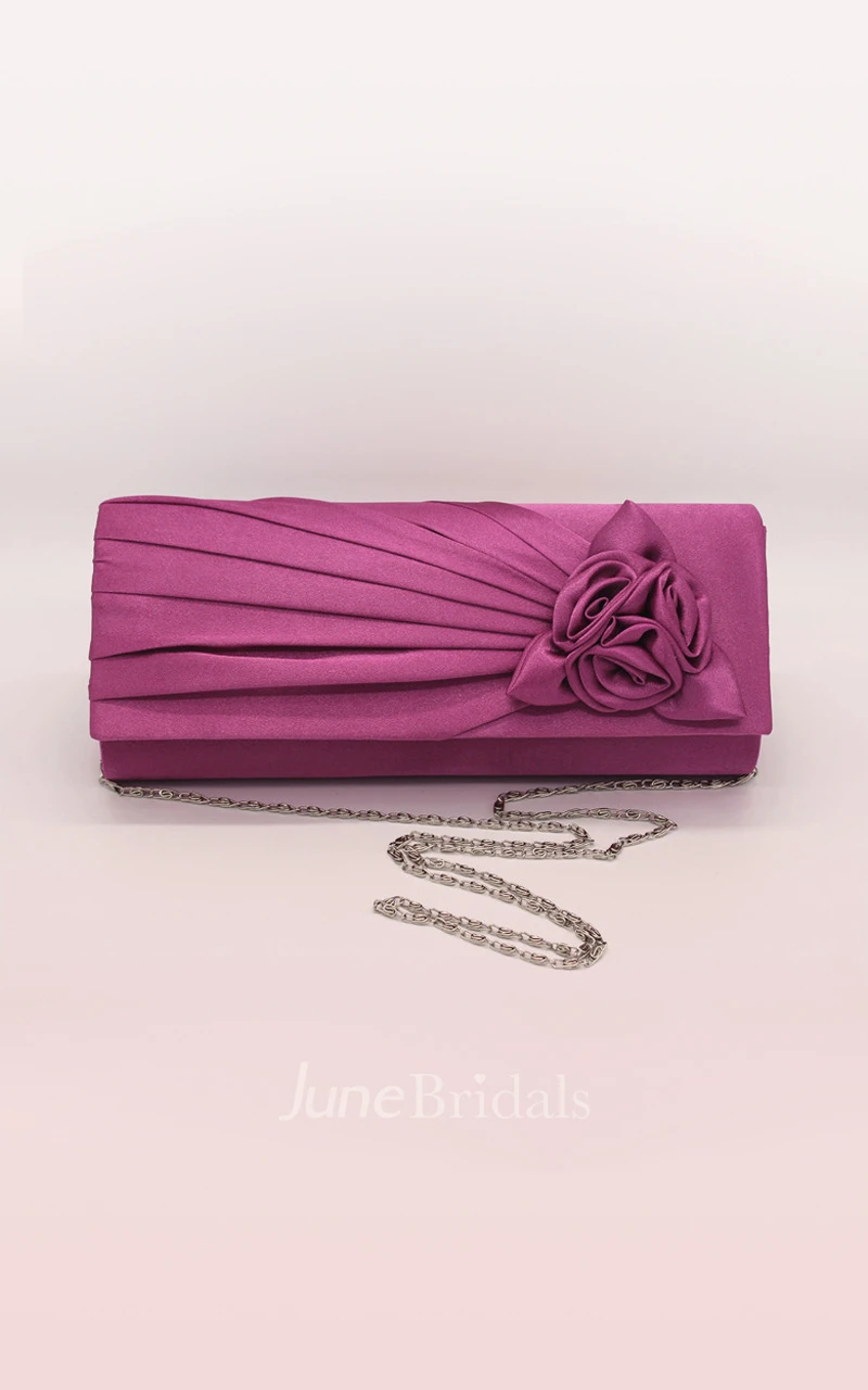 Satin Handbag with Flower