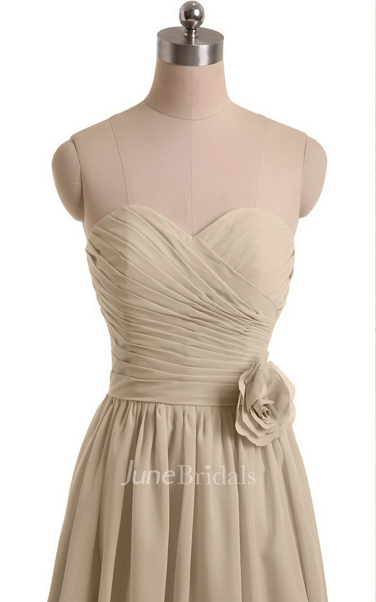 Sweetheart A-line Short Chiffon Dress With Flower