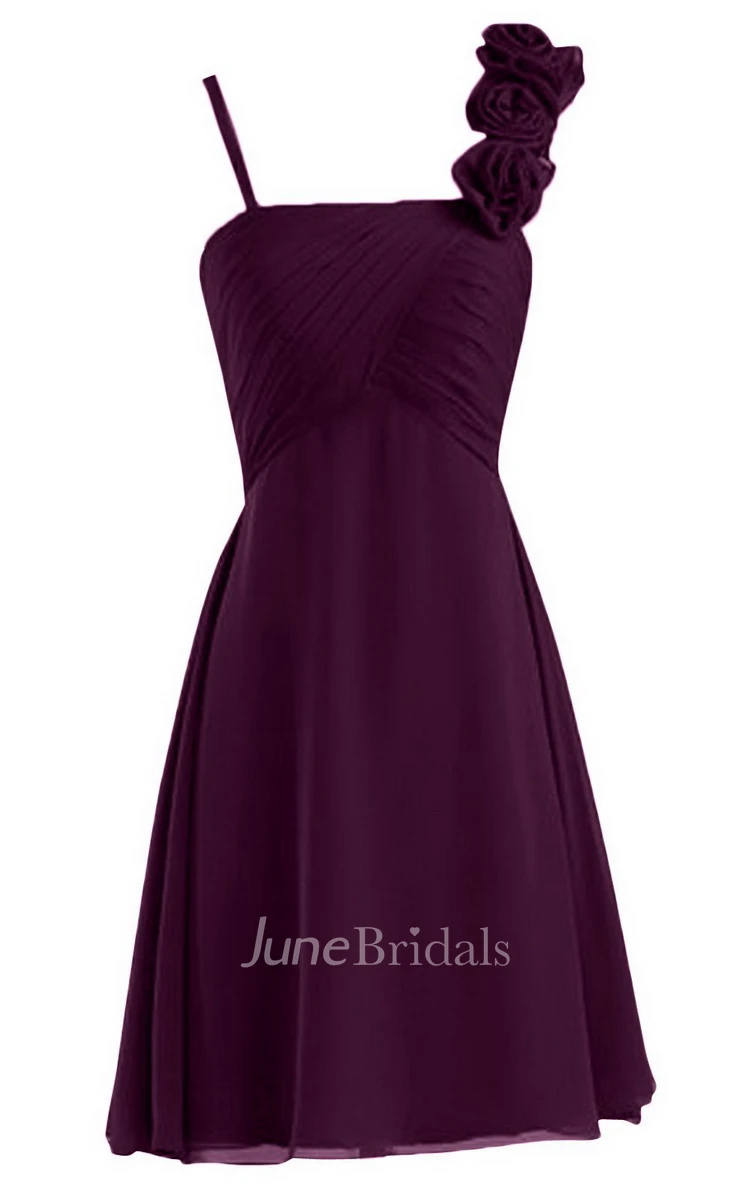 Spaghetti Straps Basque Waist Wedding Dress With 3D-Flower