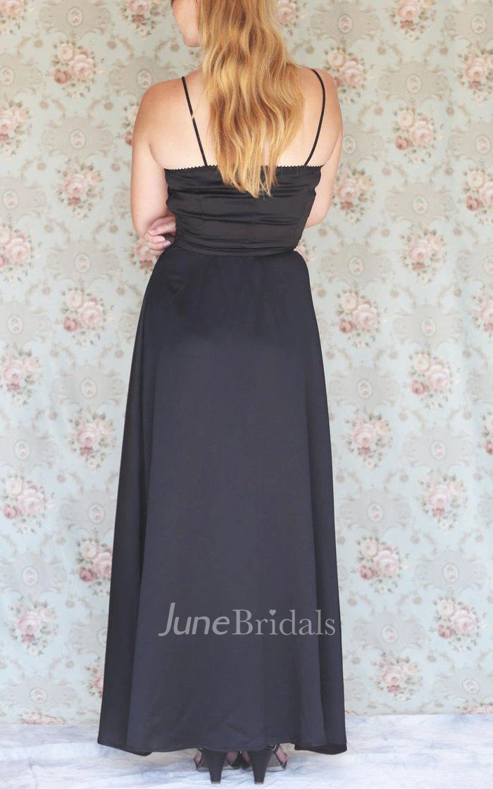 Maxi Spaghetti Strapped Sweetheart Satin Dress