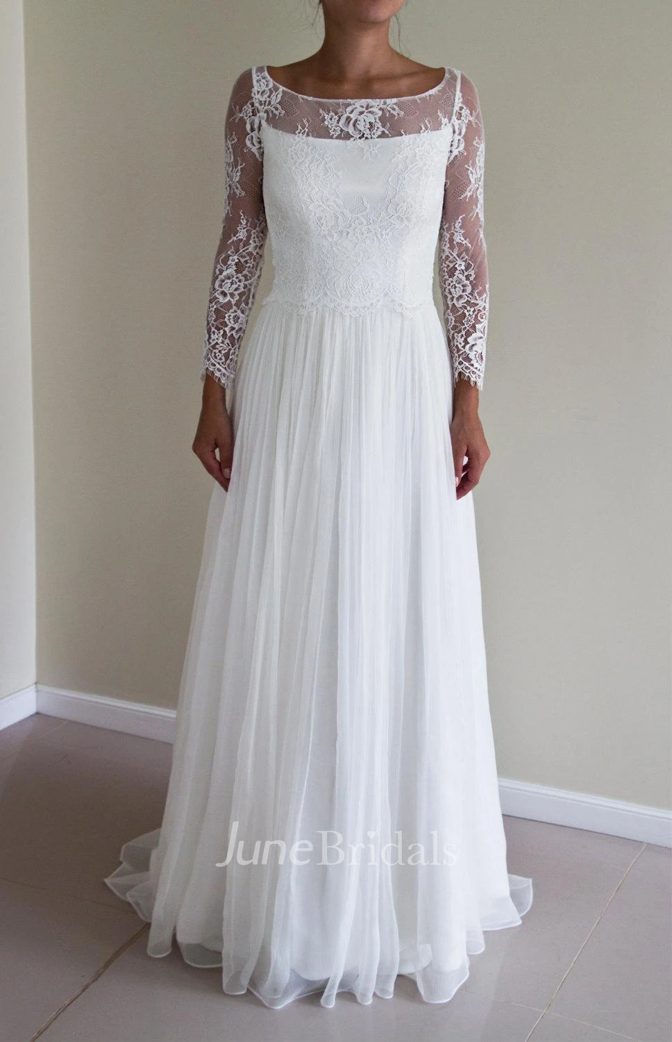Chiffon Satin Button Zipper Wedding Dress