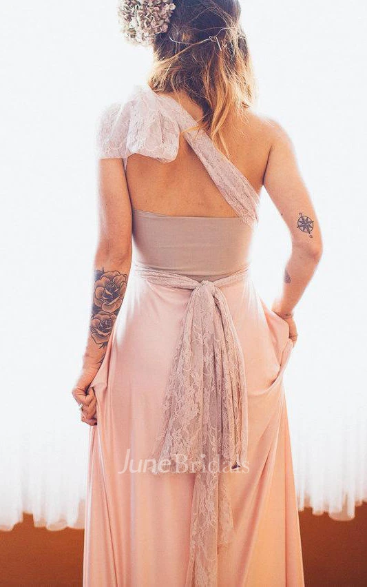 Strapped Lace&Jersey&Satin Dress