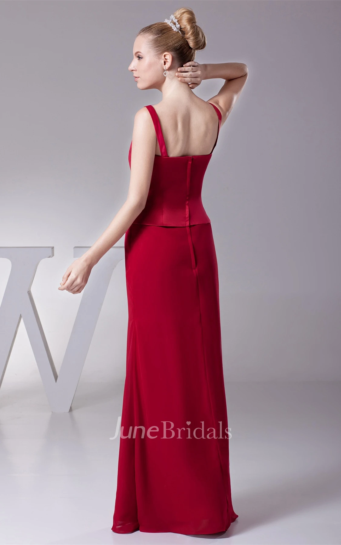 Classic Sheath Floor-Length Dress with Broach and Jacket